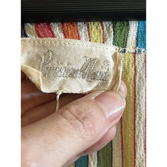 Vtg 70's Ethnic Bohemian Hippy Rainbow Stripe Dress Small Flaw Pls Read. Q - Picture 4 of 10